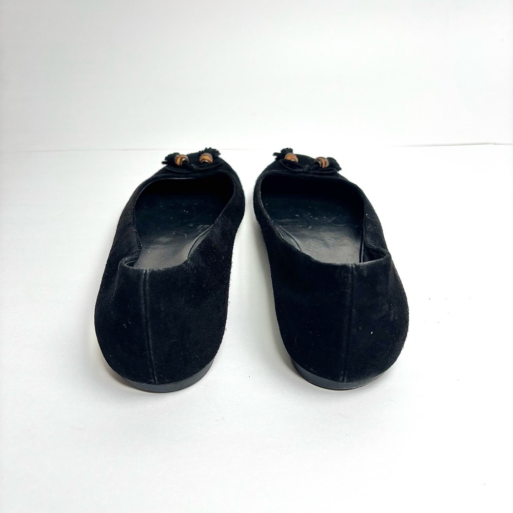 Gucci Bamboo Bow Classic Flats Black Suede EU 37.5 Shoes Ballet - Picture 3 of 6